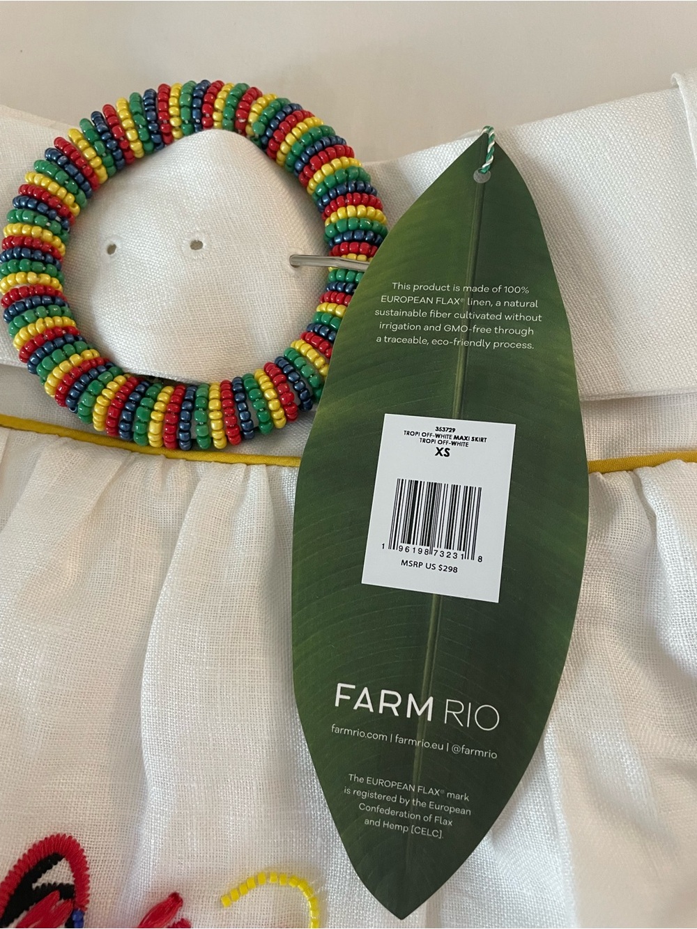 FARM Rio White Skirt with Multicolor Tropical Floral & Toucan Embroidery - Picture 3 of 6